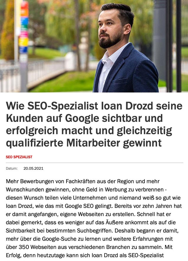 Ioan Drozd im Handelsblatt